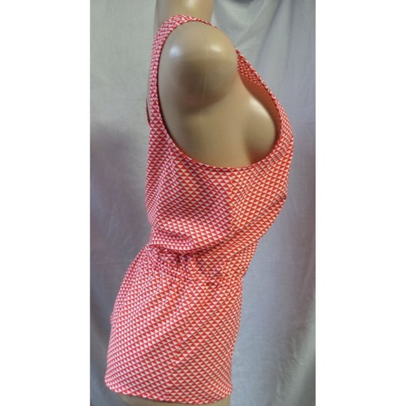 "BANANA REPUBLIC" RED & WHITE GEO V-NECK TANK TOP SHIRT BLOUSE SIZE: XL NWT - Picture 4 of 5
